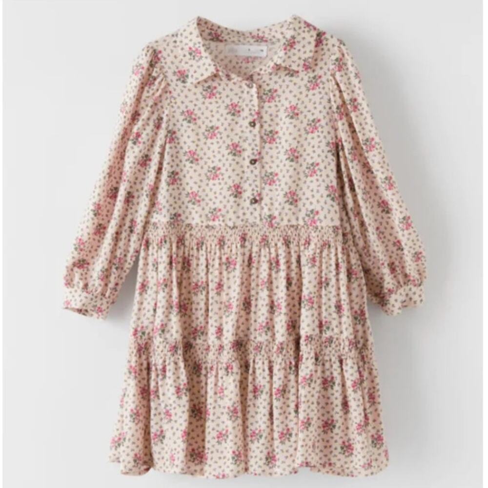 Zara Button Up Floral Babydoll Dress in FLORAL (9)